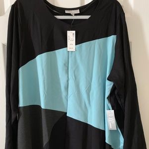 Ponte knit black and aqua jacket/cardigan